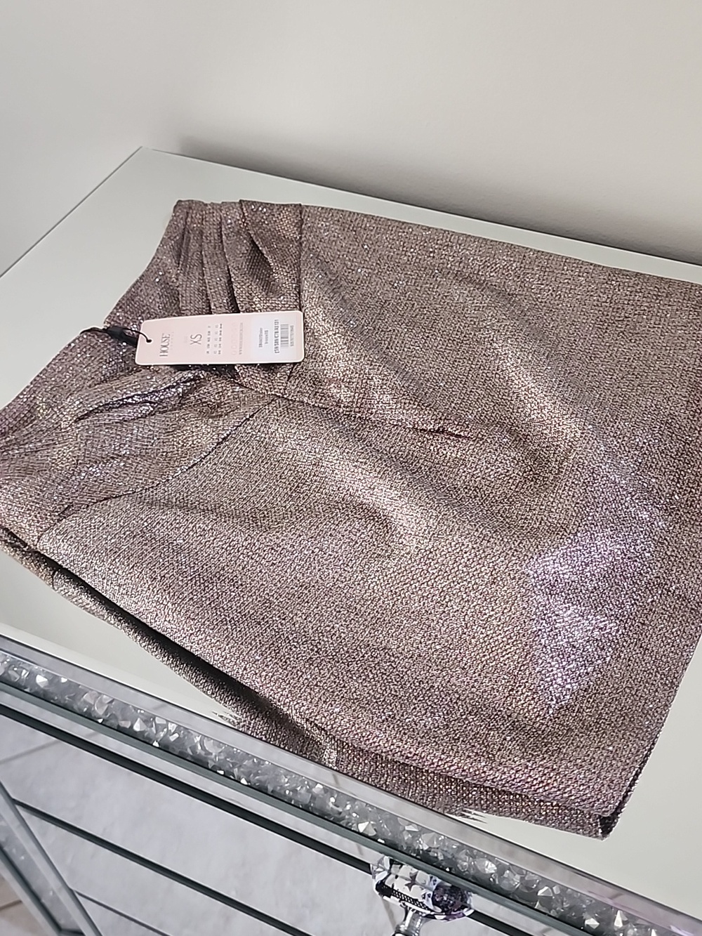 House of CB Shaker bronze mini skirt BNWT XS - Picture 7 of 12